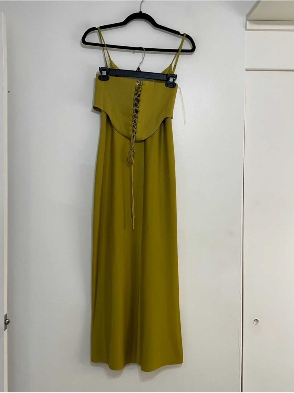 NEW House of CB Salma Olive Green Lace Trim Satin Corset Slip Dress, Medium - Picture 12 of 13